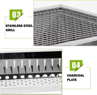 Stainless Steel Portable Outdoor BBQ Barbecue Grill Set Charcoal Kebab Picnic Camping Sets Medium V610-BBQMED-SIL