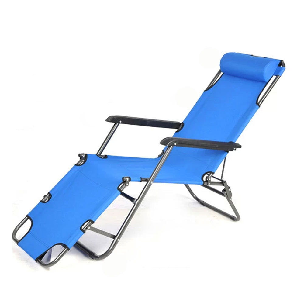 Reclining Sun Beach Deck Lounge Chair Outdoor Folding Camping Fishing Arm Rest - blue V610-BEACHA-BLU