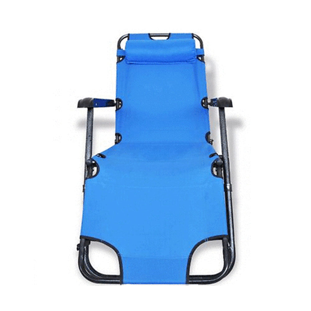 Reclining Sun Beach Deck Lounge Chair Outdoor Folding Camping Fishing Arm Rest - blue V610-BEACHA-BLU