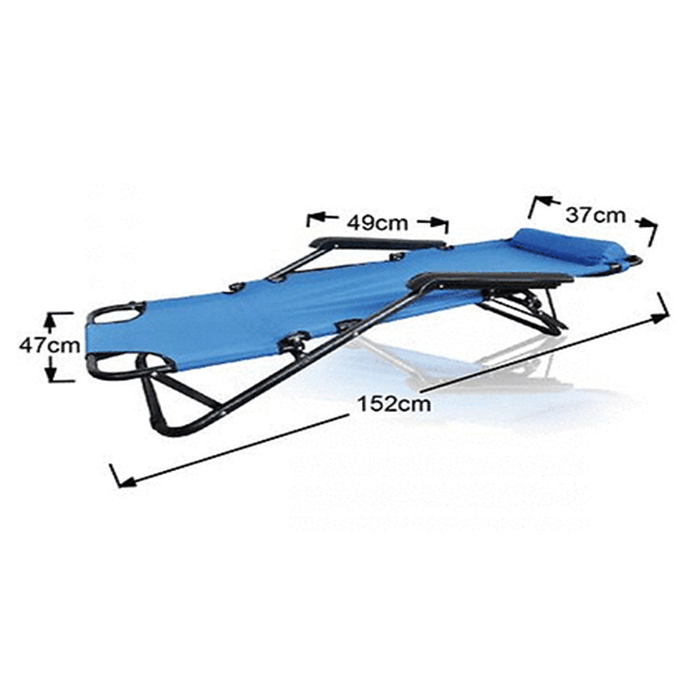 Reclining Sun Beach Deck Lounge Chair Outdoor Folding Camping Fishing Arm Rest - blue V610-BEACHA-BLU