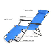 Reclining Sun Beach Deck Lounge Chair Outdoor Folding Camping Fishing Arm Rest - blue V610-BEACHA-BLU