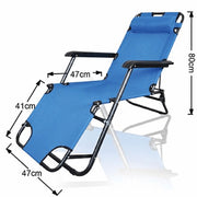 Reclining Sun Beach Deck Lounge Chair Outdoor Folding Camping Fishing Arm Rest - blue V610-BEACHA-BLU