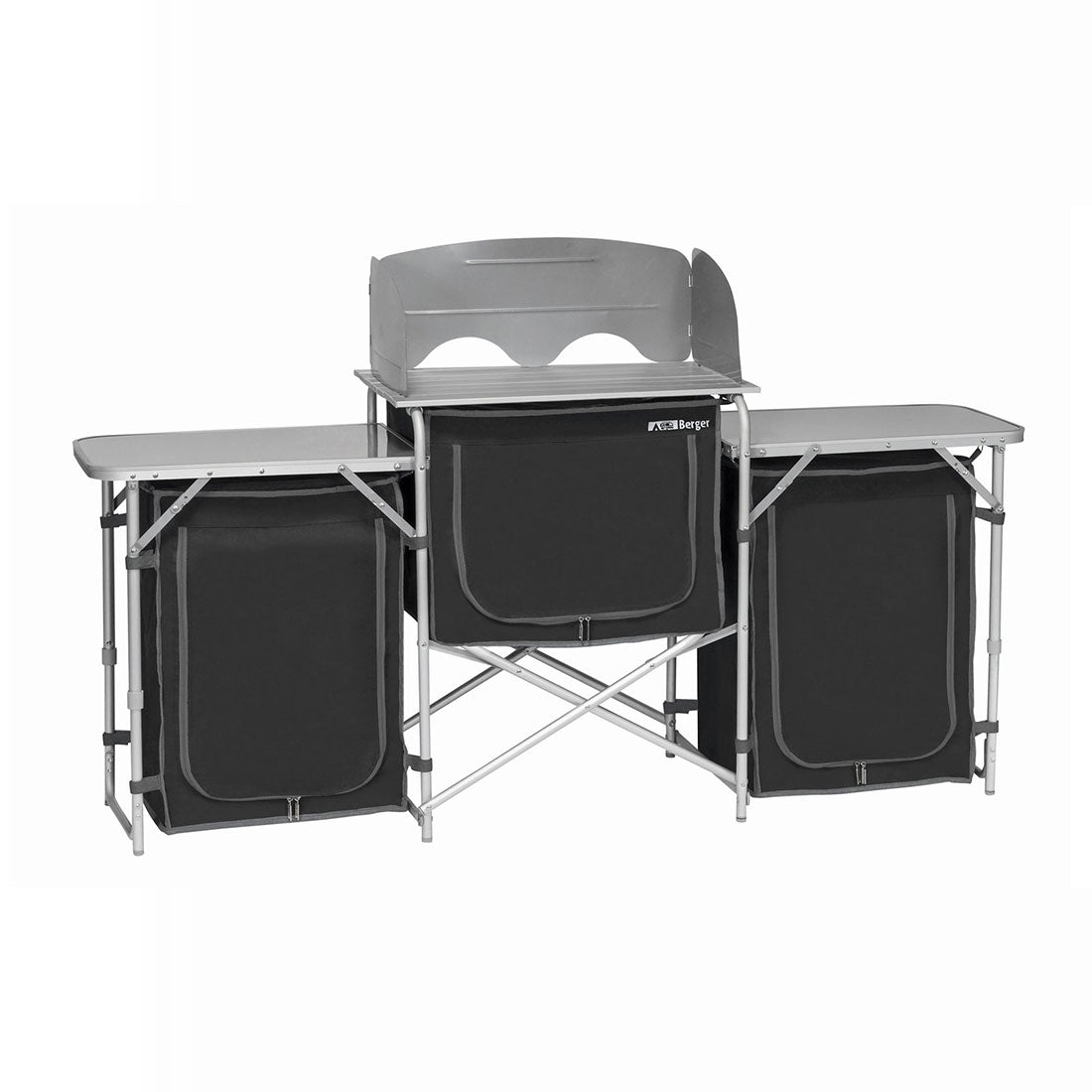 Deluxe Aluminium Foldable Camping Kitchen Picnic Cupboard Bench Table Windshield V610-CAMKIT-MT-2