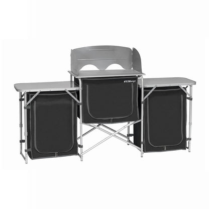 Deluxe Aluminium Foldable Camping Kitchen Picnic Cupboard Bench Table Windshield V610-CAMKIT-MT-2