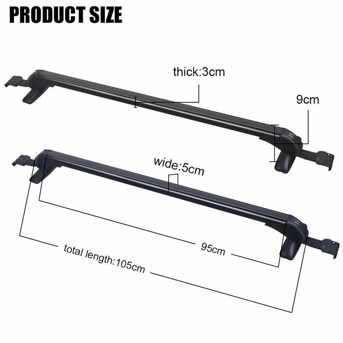 105cm Universal Car Roof Racks Carrier Adjustable Cross Bars Aluminium Alloy Lockable V610-CAR-HGCR-105
