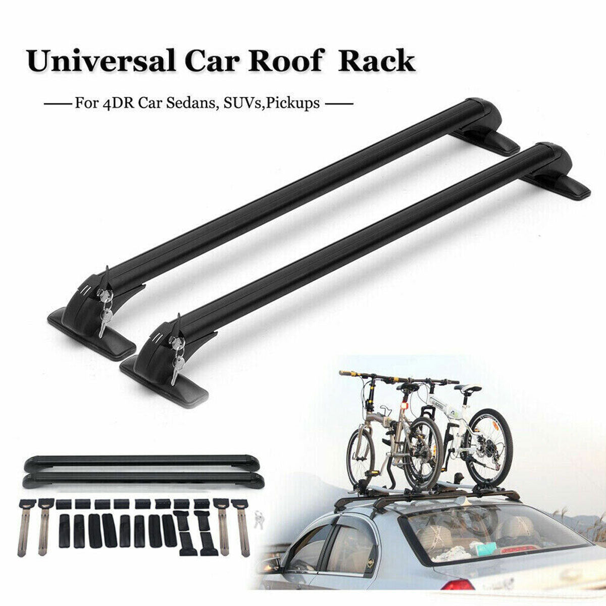 105cm Universal Car Roof Racks Carrier Adjustable Cross Bars Aluminium Alloy Lockable V610-CAR-HGCR-105