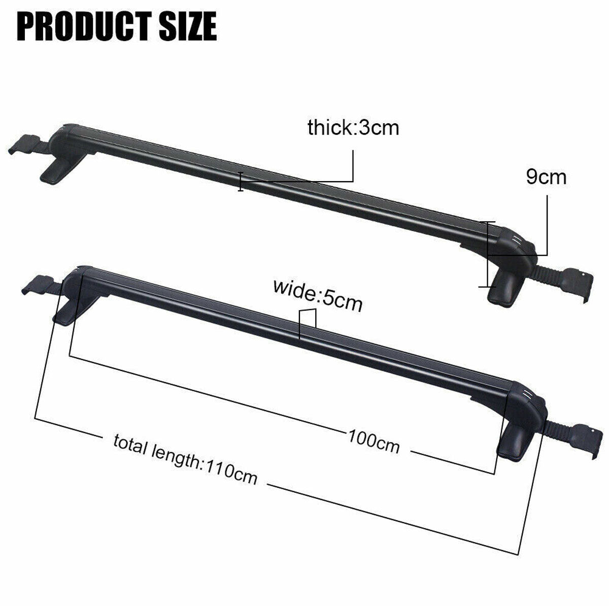 110cm Universal Car Roof Racks Carrier Adjustable Cross Bars Aluminium Alloy Lockable V610-CAR-HGCR-110
