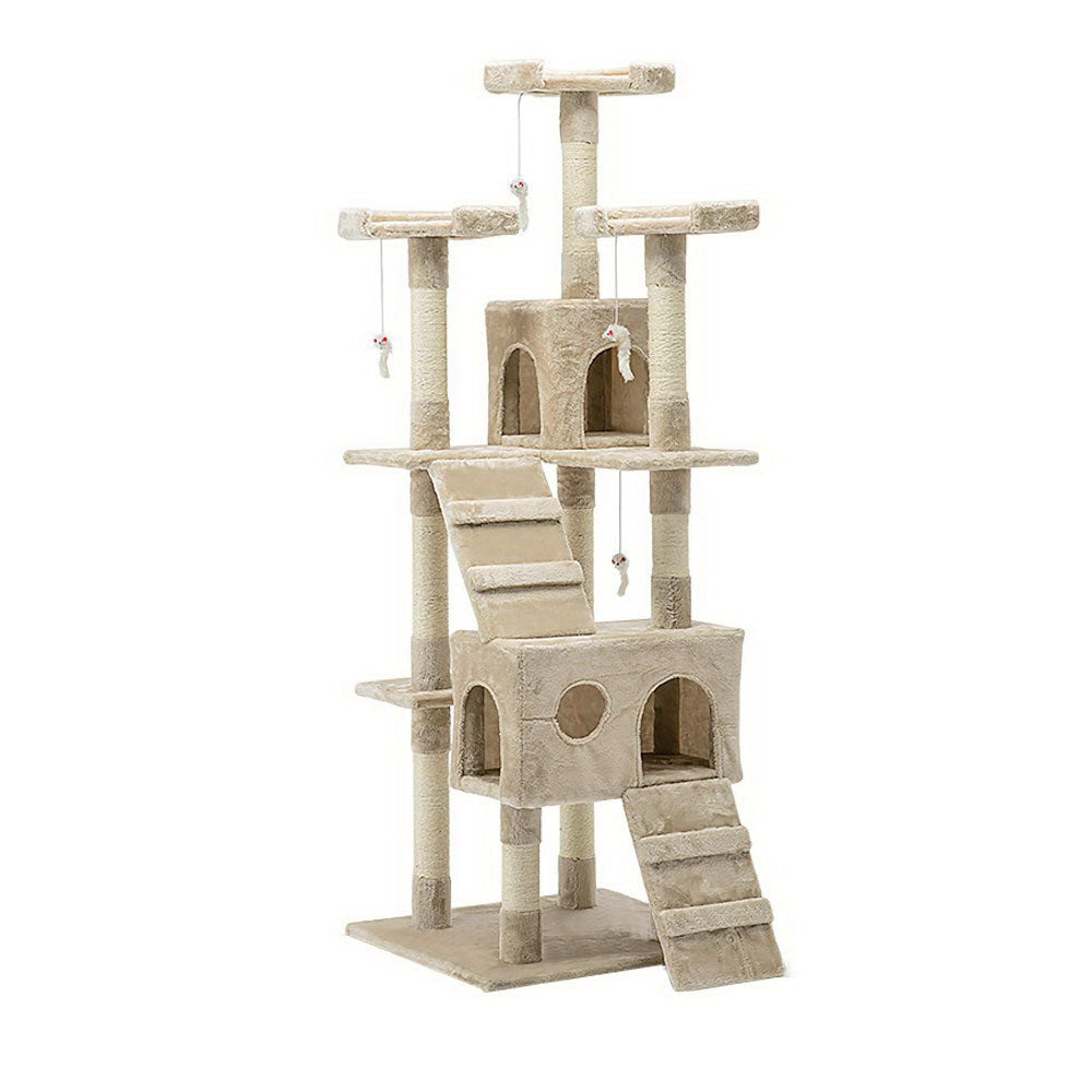 170cm Cat Tree Scratching Post Scratcher Pole Gym Toy House Furniture Multilevel - beige V610-CAT52008-BEI