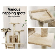 170cm Cat Tree Scratching Post Scratcher Pole Gym Toy House Furniture Multilevel - beige V610-CAT52008-BEI