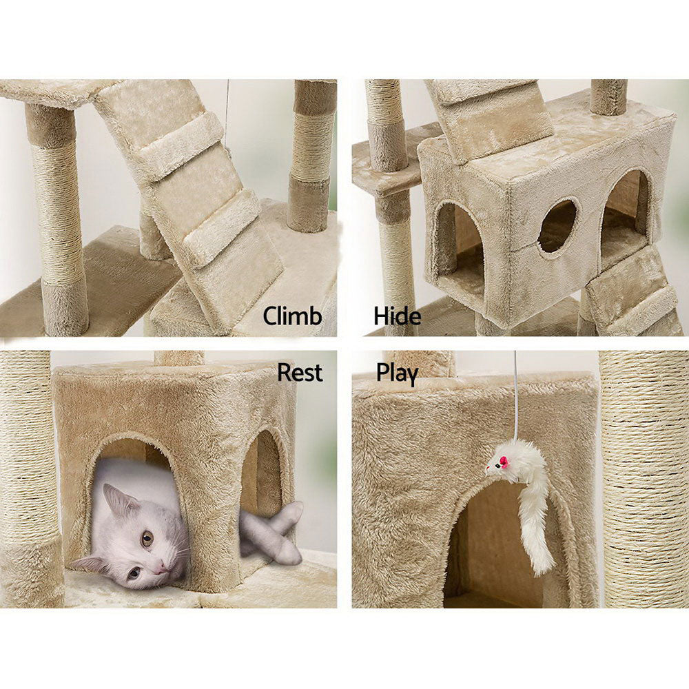 170cm Cat Tree Scratching Post Scratcher Pole Gym Toy House Furniture Multilevel - beige V610-CAT52008-BEI