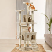 170cm Cat Tree Scratching Post Scratcher Pole Gym Toy House Furniture Multilevel - beige V610-CAT52008-BEI
