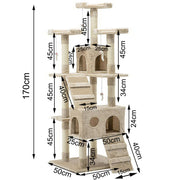 170cm Cat Tree Scratching Post Scratcher Pole Gym Toy House Furniture Multilevel - beige V610-CAT52008-BEI
