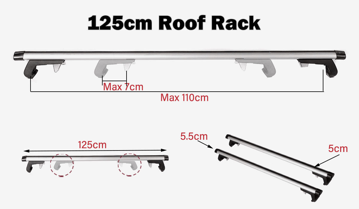 125CM Universal Adjustable Aluminum Alloy Car Roof Rack Cross Bars Carrier Lock V610-CYC-CROBAR-125