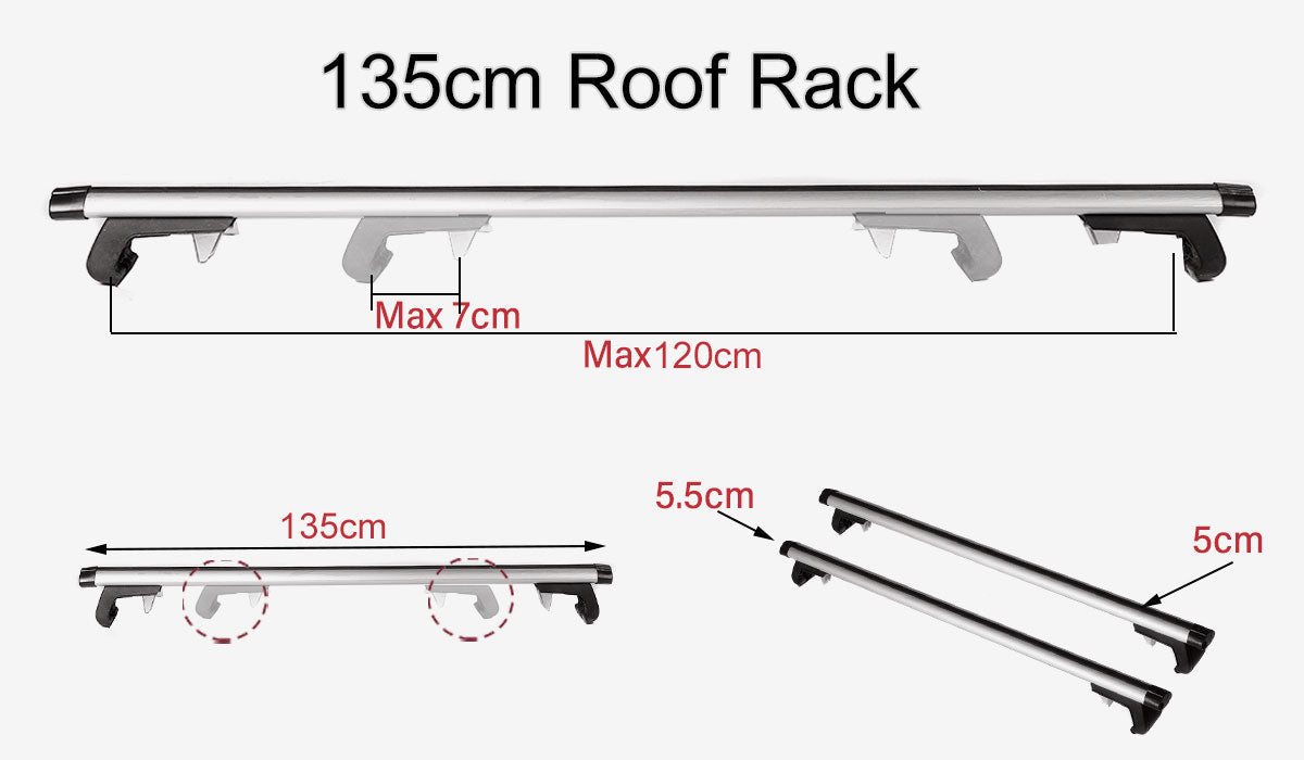 135CM Universal Adjustable Aluminum Alloy Car Roof Rack Cross Bars Carrier Lock V610-CYC-CROBAR-135