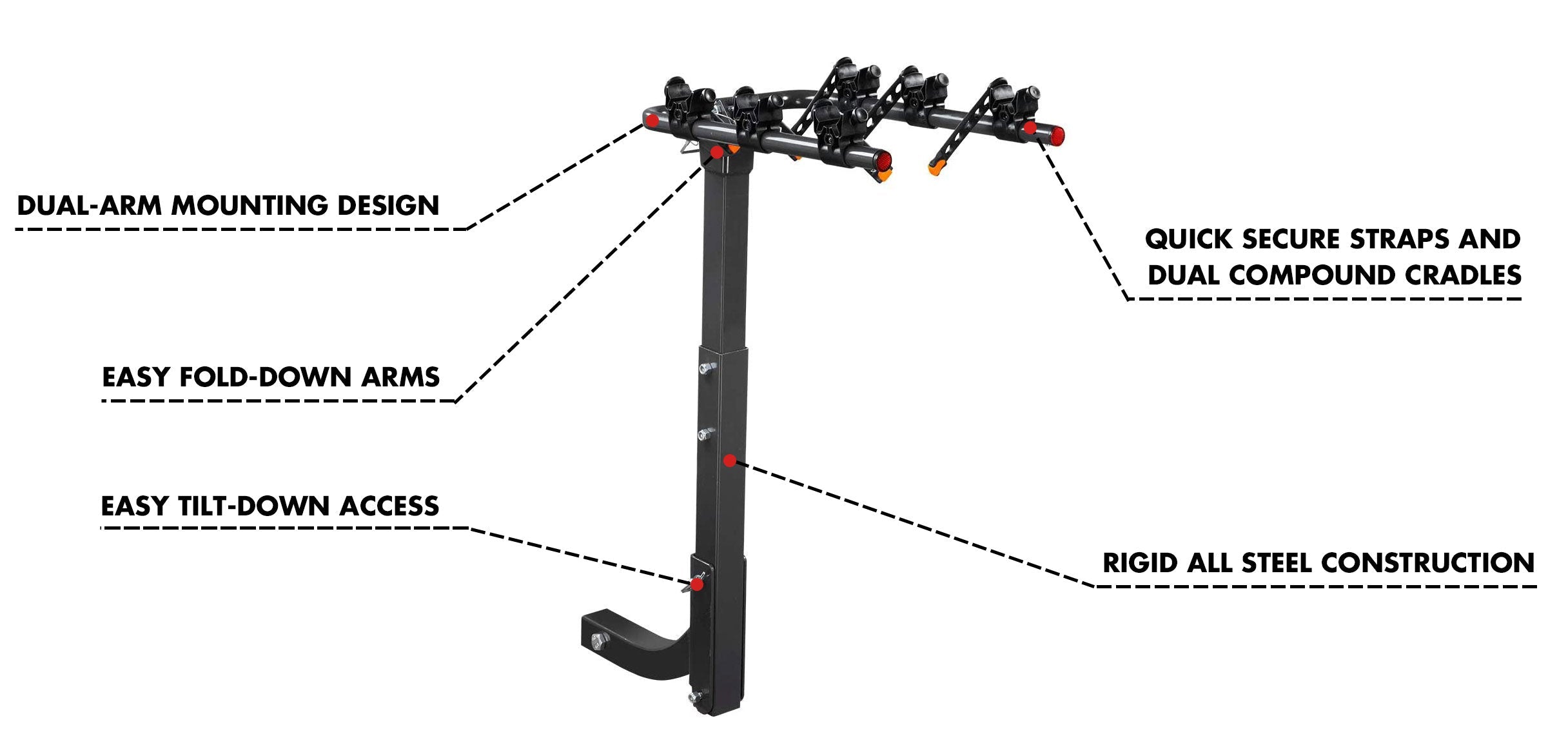 3 Bike Rack Bicycle Car Rear Carrier 2" Steel Foldable Steel Hitch Mount Towbar V610-CYC-TOW-BI3