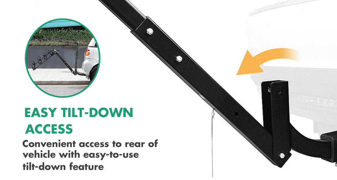 3 Bike Rack Bicycle Car Rear Carrier 2" Steel Foldable Steel Hitch Mount Towbar V610-CYC-TOW-BI3