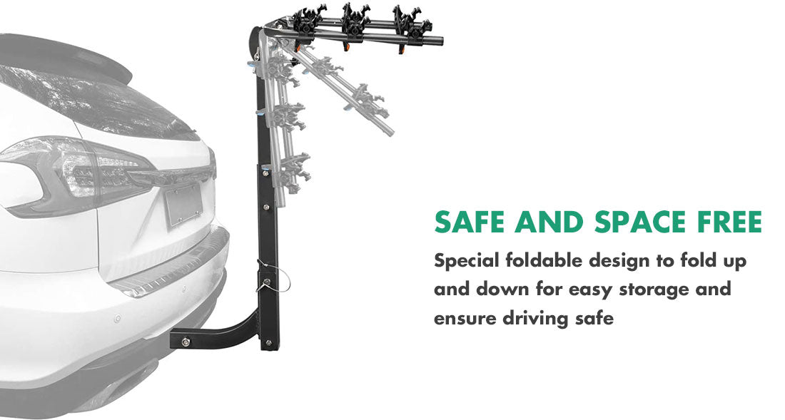 3 Bike Rack Bicycle Car Rear Carrier 2" Steel Foldable Steel Hitch Mount Towbar V610-CYC-TOW-BI3