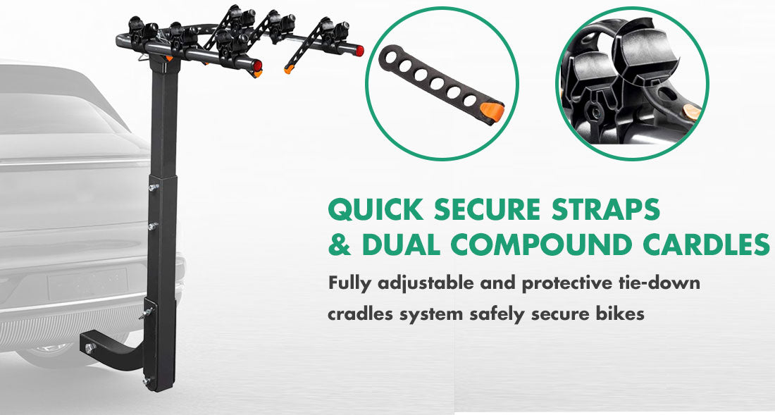 3 Bike Rack Bicycle Car Rear Carrier 2" Steel Foldable Steel Hitch Mount Towbar V610-CYC-TOW-BI3
