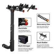 3 Bike Rack Bicycle Car Rear Carrier 2" Steel Foldable Steel Hitch Mount Towbar V610-CYC-TOW-BI3