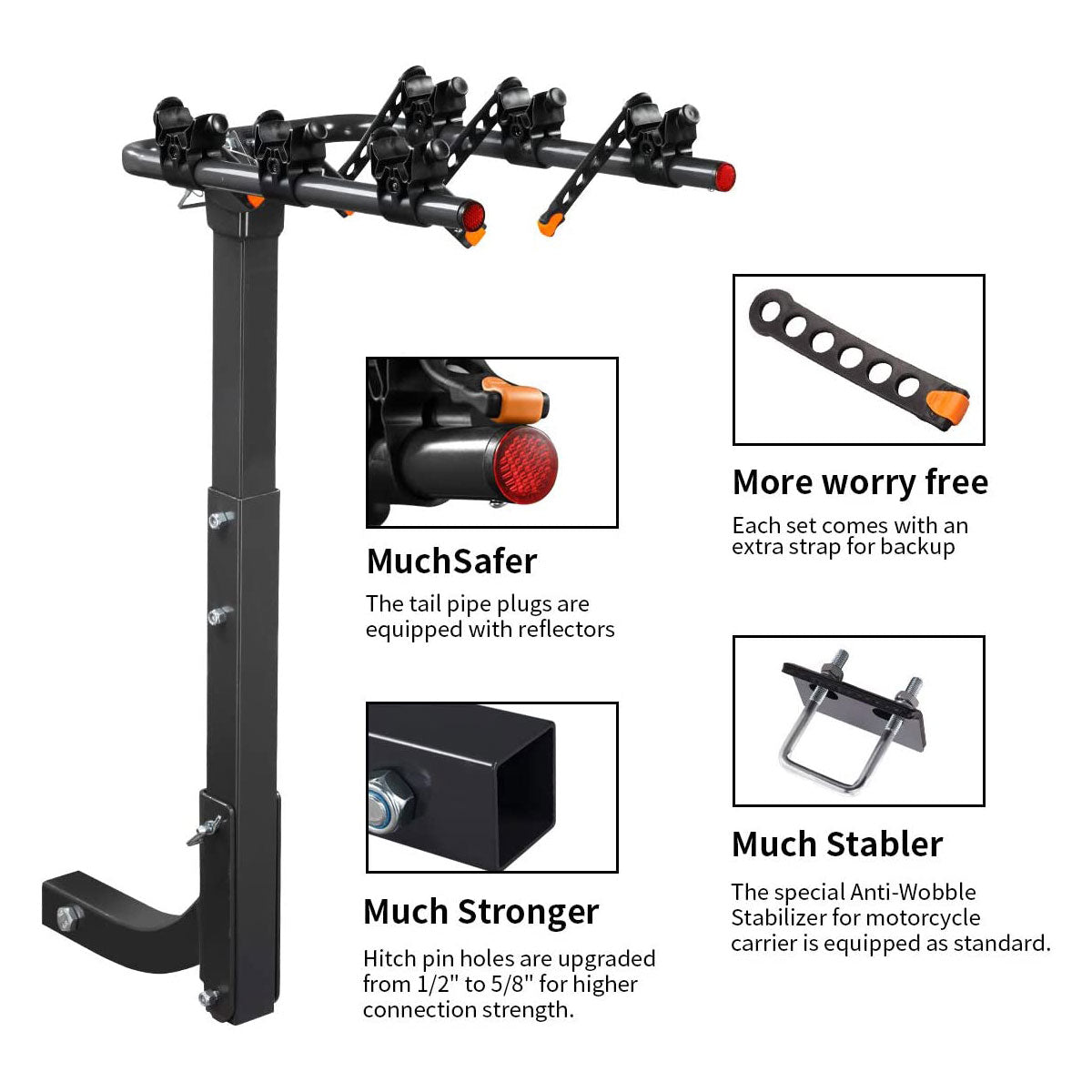 3 Bike Rack Bicycle Car Rear Carrier 2" Steel Foldable Steel Hitch Mount Towbar V610-CYC-TOW-BI3