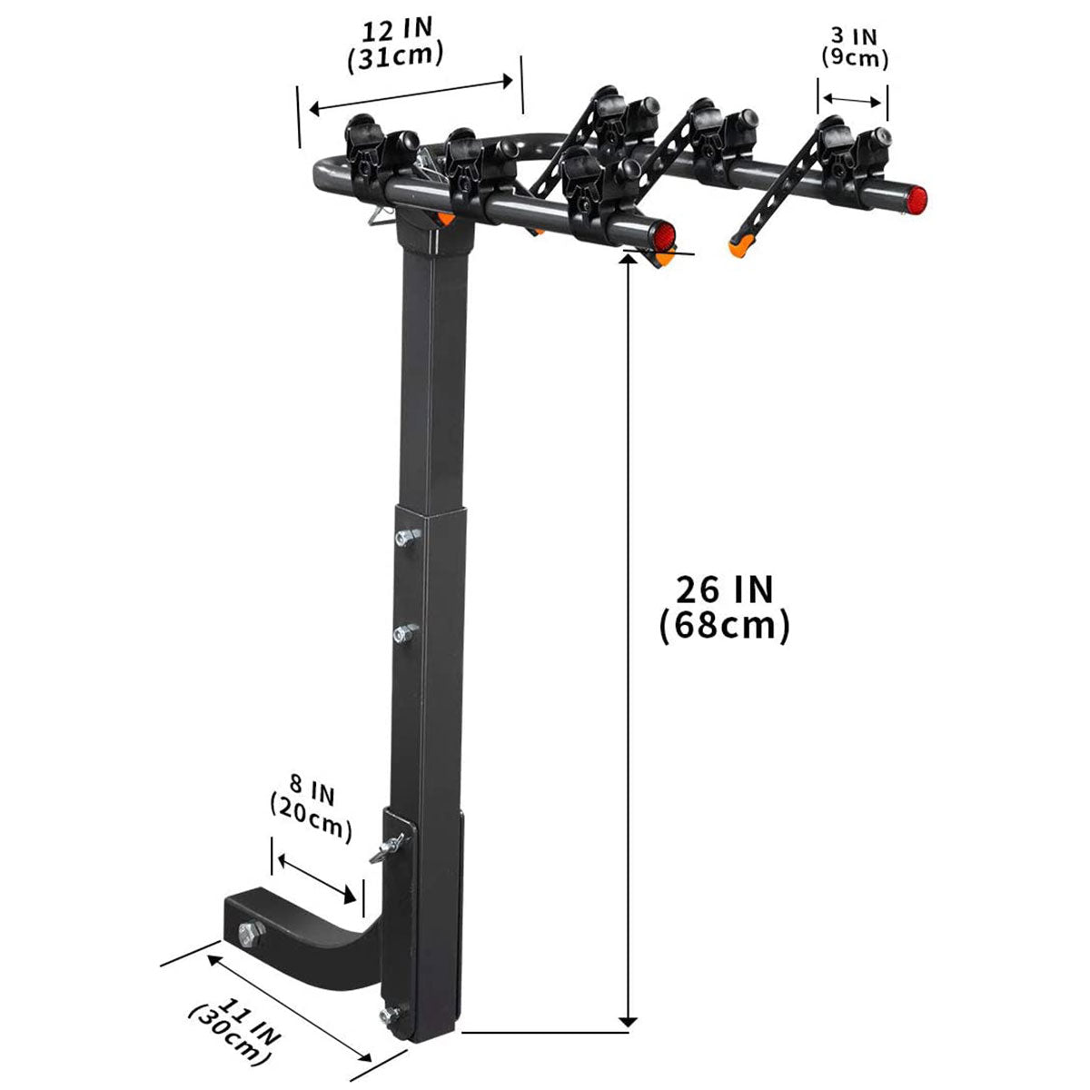 3 Bike Rack Bicycle Car Rear Carrier 2" Steel Foldable Steel Hitch Mount Towbar V610-CYC-TOW-BI3