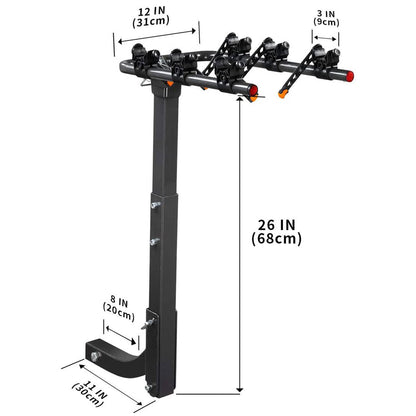 3 Bike Rack Bicycle Car Rear Carrier 2" Steel Foldable Steel Hitch Mount Towbar V610-CYC-TOW-BI3