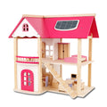 Wooden DIY Dolls Doll House 2 Level Kids Pretend Play Toys Full Furniture Set V610-DOLHO-LQL1280