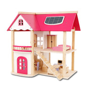 Wooden DIY Dolls Doll House 2 Level Kids Pretend Play Toys Full Furniture Set V610-DOLHO-LQL1280