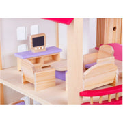Wooden DIY Dolls Doll House 2 Level Kids Pretend Play Toys Full Furniture Set V610-DOLHO-LQL1280