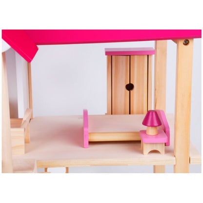 Wooden DIY Dolls Doll House 2 Level Kids Pretend Play Toys Full Furniture Set V610-DOLHO-LQL1280