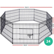 24" 8 Panel Pet Dog Playpen Puppy Exercise Cage Enclosure Fence Play Pen V610-FLATIRON-24