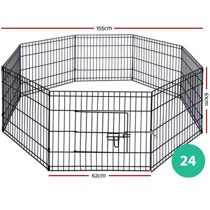 24" 8 Panel Pet Dog Playpen Puppy Exercise Cage Enclosure Fence Play Pen V610-FLATIRON-24