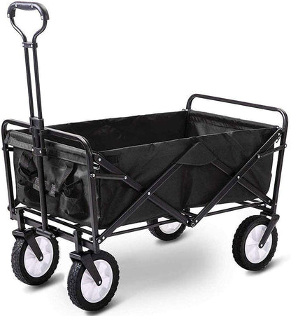 Foldable Collapsible Wagon Cart Garden Beach Outdoor Shopping Trolley Fishing Camping V610-FLDWAG-9150-BLA