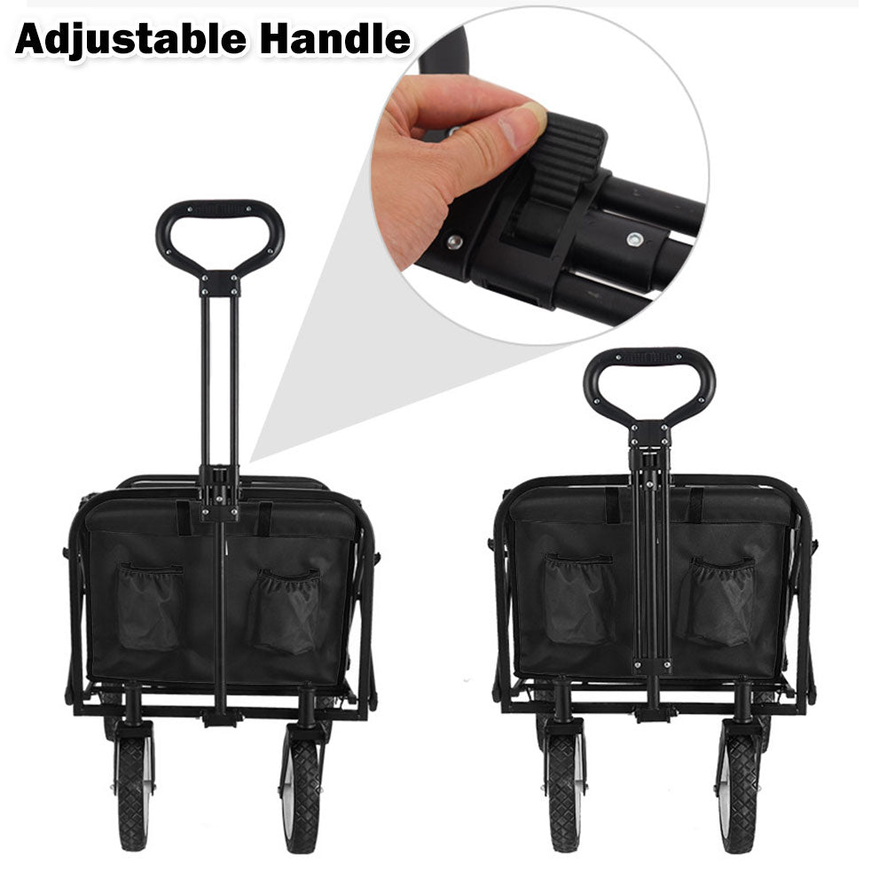 Foldable Collapsible Wagon Cart Garden Beach Outdoor Shopping Trolley Fishing Camping V610-FLDWAG-9150-BLA