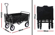 Foldable Collapsible Wagon Cart Garden Beach Outdoor Shopping Trolley Fishing Camping V610-FLDWAG-9150-BLA