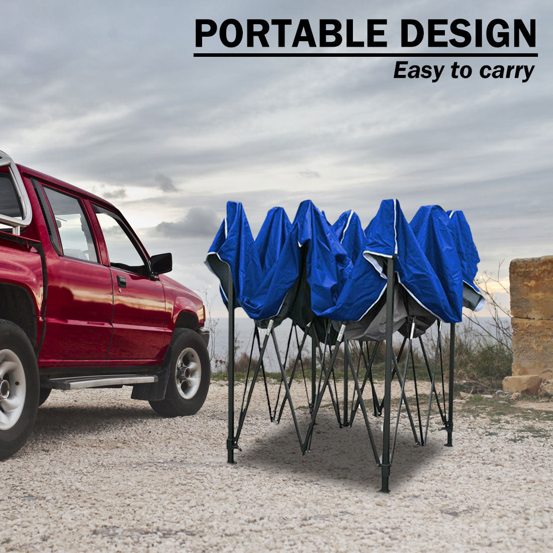3x3m Pop Up Gazebo Outdoor Tent Folding Marquee Party Camping Market Canopy - blue V610-GAR-3X3-BL