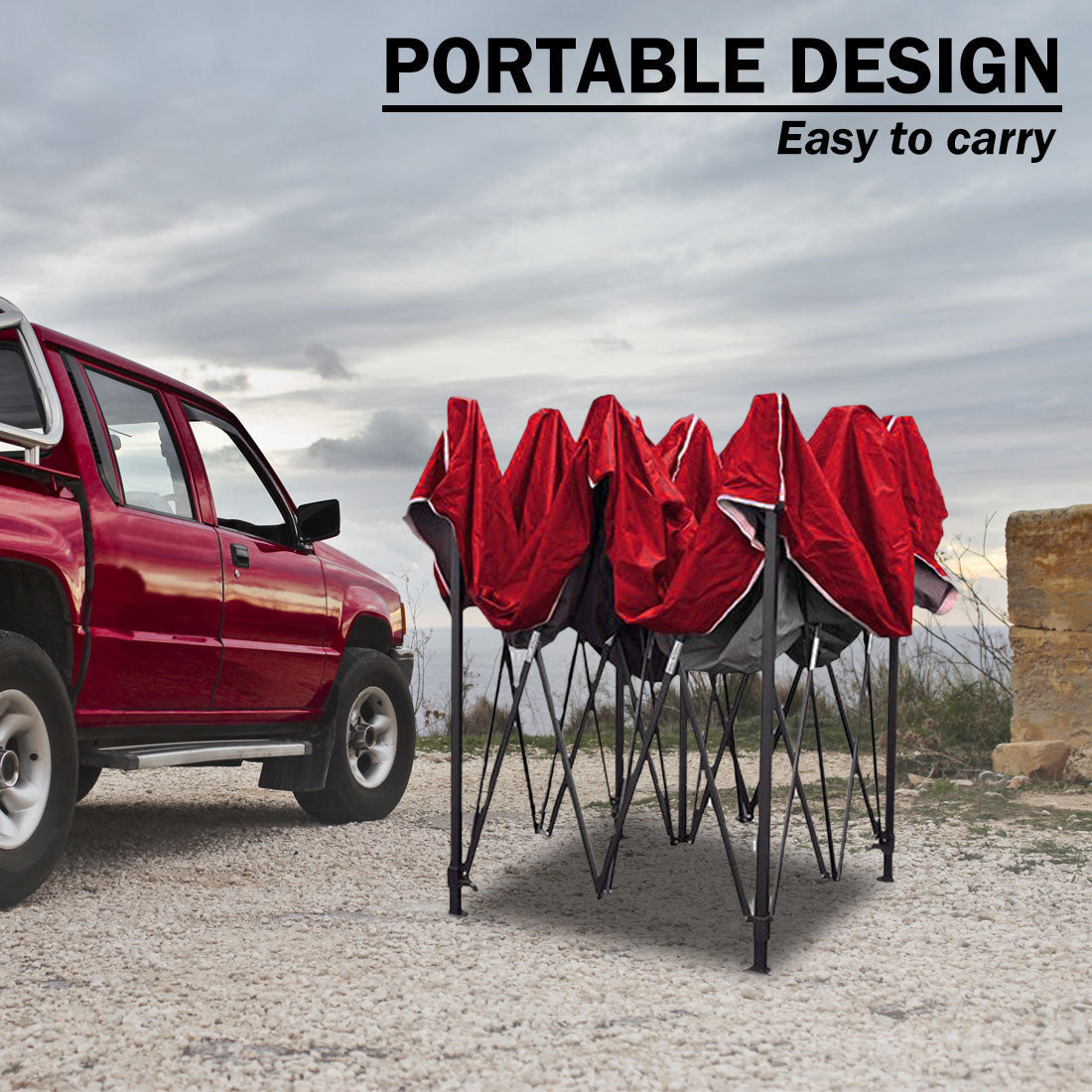 3x3m Pop Up Gazebo Outdoor Tent Folding Marquee Party Camping Market Canopy - red V610-GAR-3X3-RE