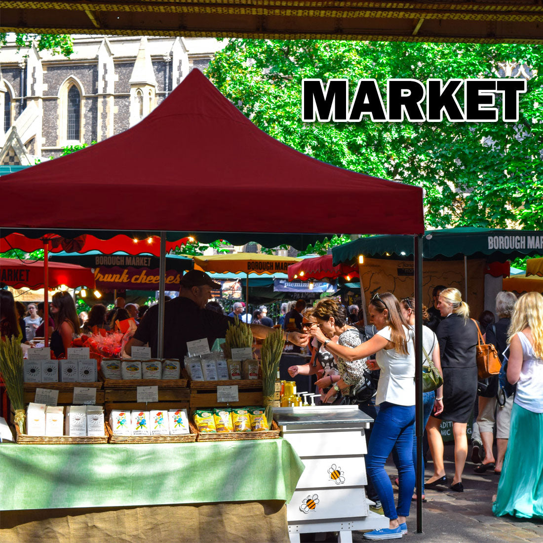 3x3m Pop Up Gazebo Outdoor Tent Folding Marquee Party Camping Market Canopy - red V610-GAR-3X3-RE