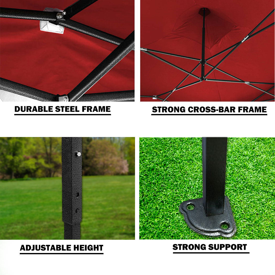 3x3m Pop Up Gazebo Outdoor Tent Folding Marquee Party Camping Market Canopy - red V610-GAR-3X3-RE