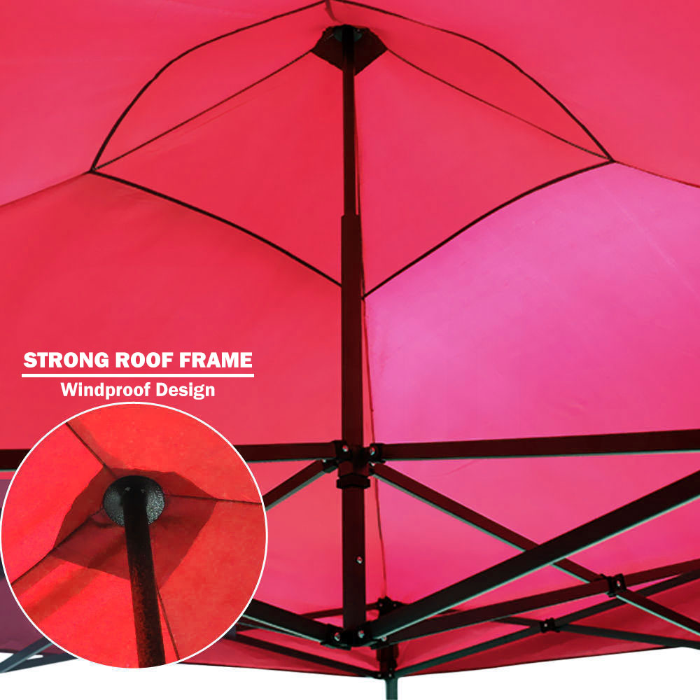 3x3m Pop Up Gazebo Outdoor Tent Folding Marquee Party Camping Market Canopy - red V610-GAR-3X3-RE