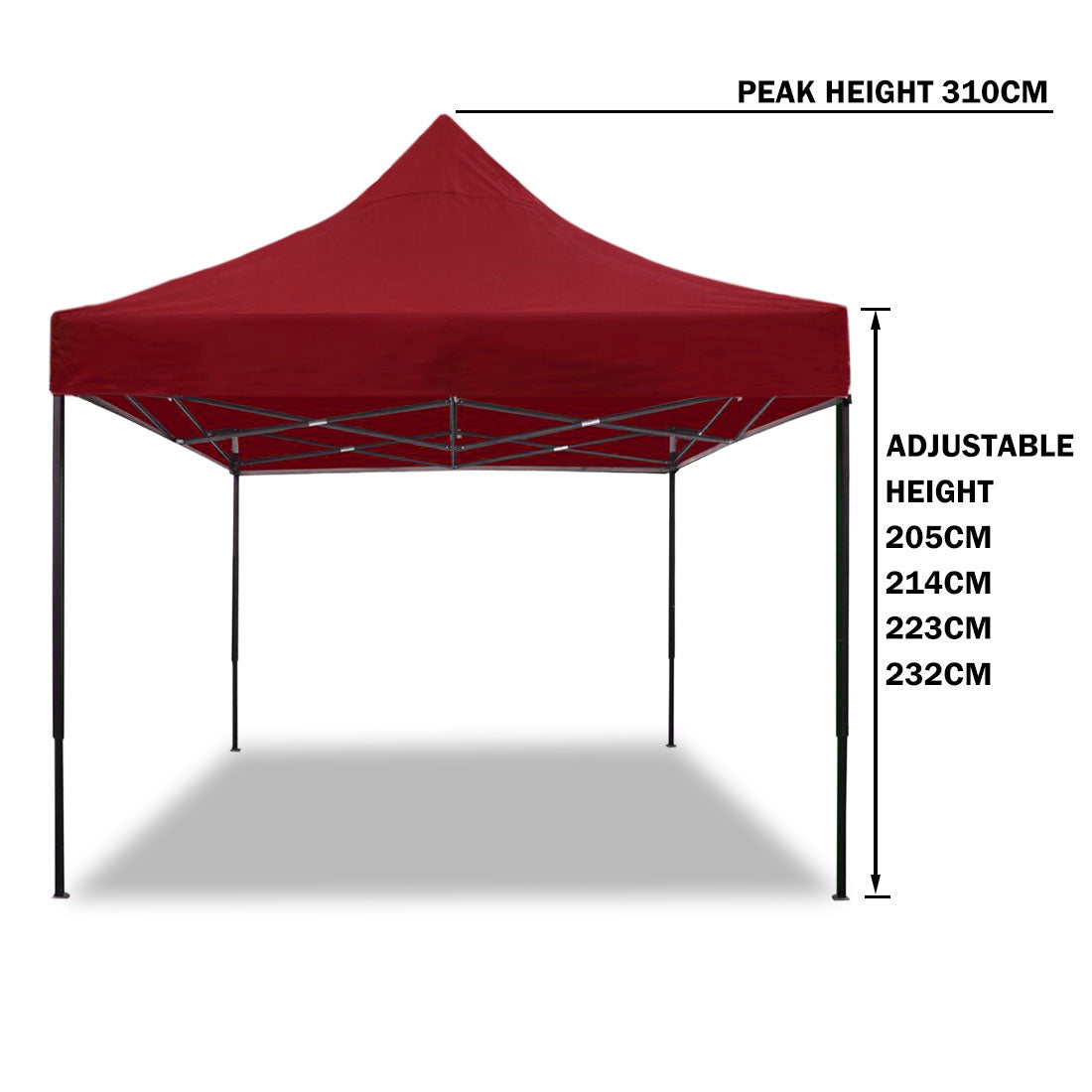 3x3m Pop Up Gazebo Outdoor Tent Folding Marquee Party Camping Market Canopy - red V610-GAR-3X3-RE