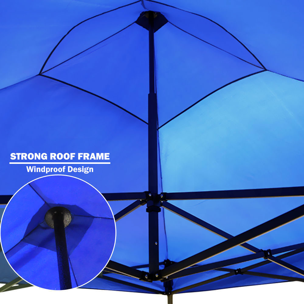 3x3m Pop Up Gazebo Outdoor Tent Folding Marquee Party Camping Market Canopy w/ Side Wall - blue V610-GAR-3X3-SI-BL
