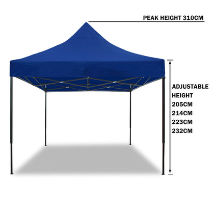 3x3m Pop Up Gazebo Outdoor Tent Folding Marquee Party Camping Market Canopy w/ Side Wall - blue V610-GAR-3X3-SI-BL