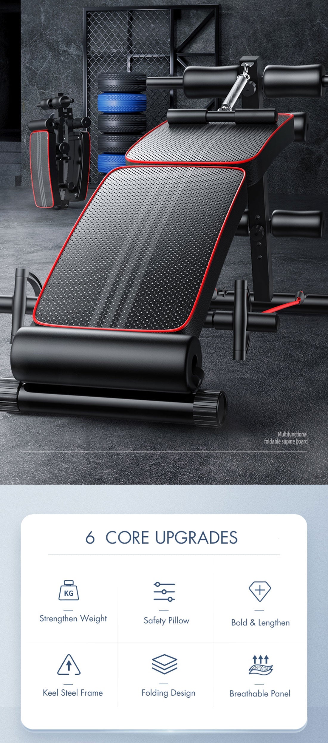 Foldable Weight Sit Up Bench Press Adjustable Home Gym Abdominal Exercise Fitness V610-GYM-SIT-83124