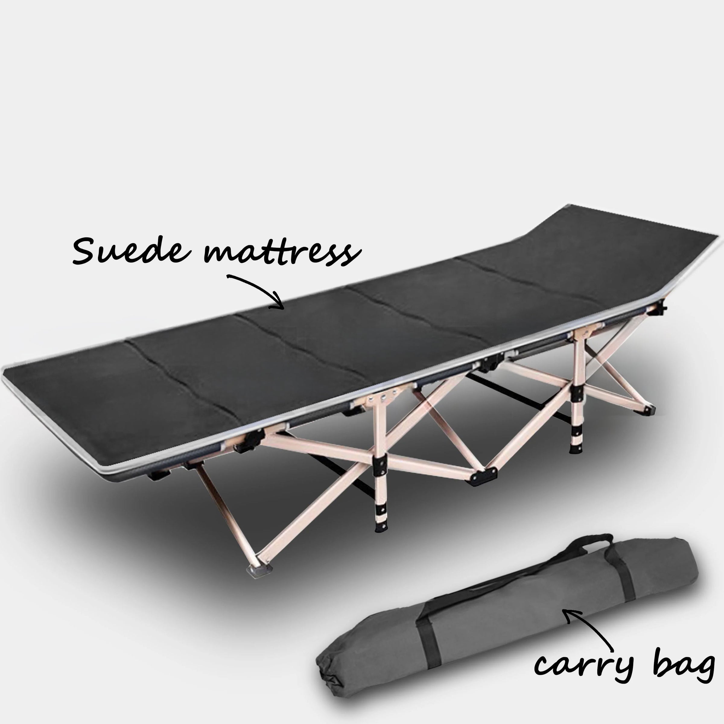 Camping Portable Stretcher Single Foldable Folding Bed Mattress Recliner Mat - grey V610-LUXBED-SQ-GRE-MAT