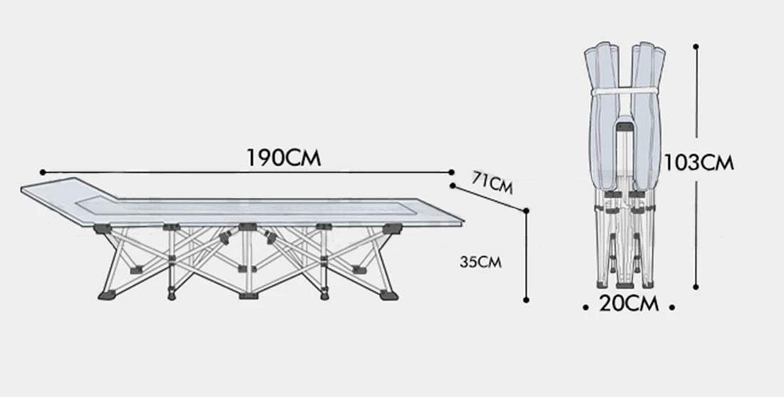 Camping Portable Stretcher Single Foldable Folding Bed Mattress Recliner Mat - grey V610-LUXBED-SQ-GRE-MAT