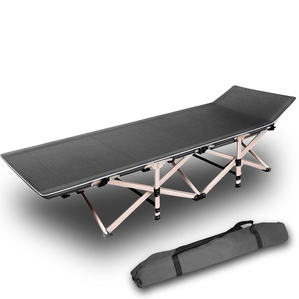 Camping Portable Stretcher Single Foldable Folding Bed Recliner Mat - grey V610-LUXBED-SQ-GREONL