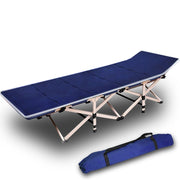 Camping Portable Stretcher Single Foldable Folding Bed Mattress Recliner Mat - navy V610-LUXBED-SQ-NAV-MAT