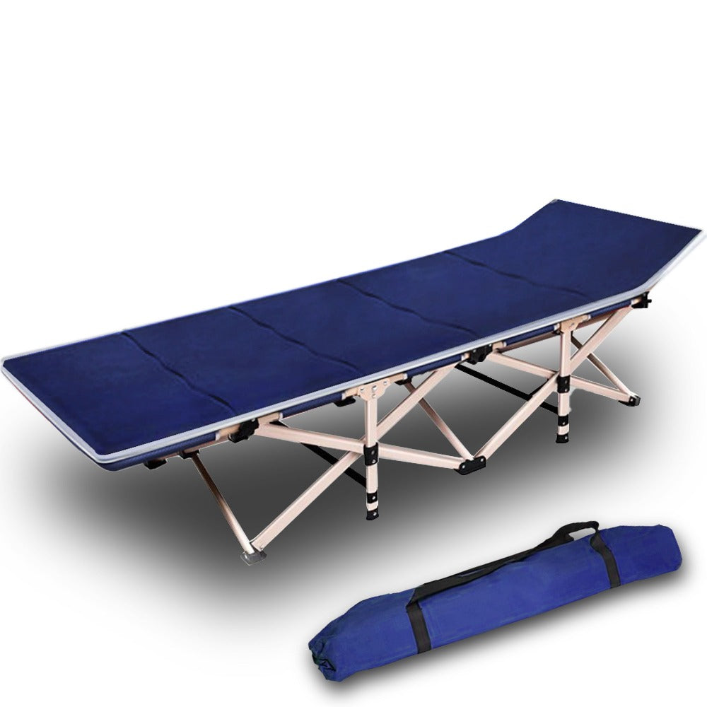 Camping Portable Stretcher Single Foldable Folding Bed Mattress Recliner Mat - navy V610-LUXBED-SQ-NAV-MAT