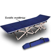 Camping Portable Stretcher Single Foldable Folding Bed Mattress Recliner Mat - navy V610-LUXBED-SQ-NAV-MAT